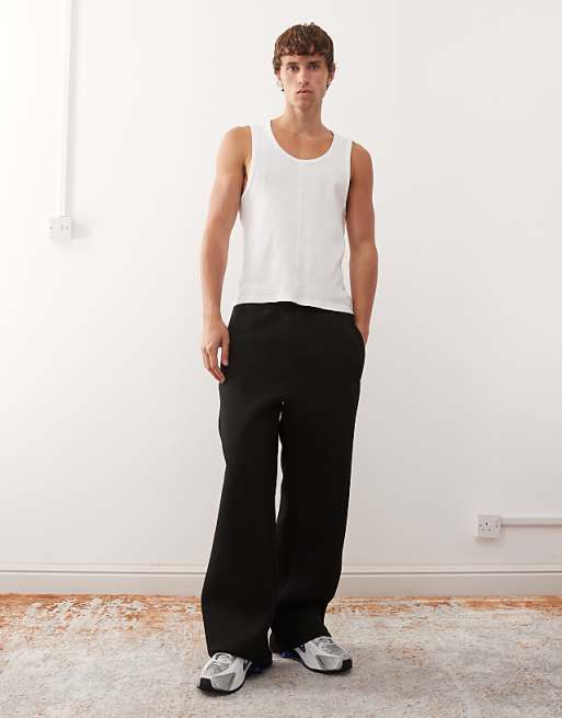 Weekday wide leg black joggers in scuba-style fabric