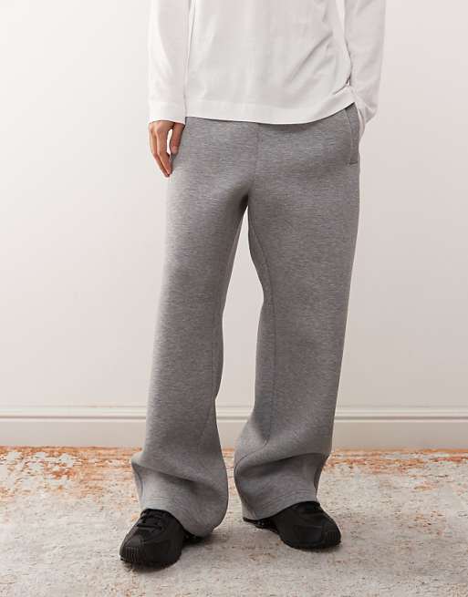 Weekday Wide Leg Joggers In Grey Melange In Scuba-style Fabric