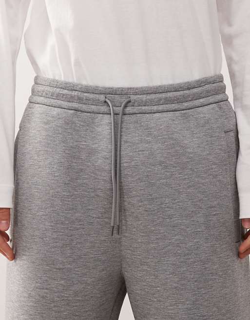 Weekday Wide Leg Joggers In Grey Melange In Scuba-style Fabric
