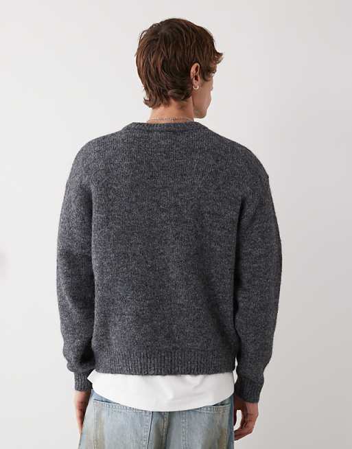 Weekday Wool Blend Jumper In Dark Grey Melange