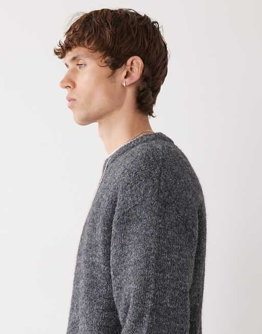 Weekday Wool Blend Jumper In Dark Grey Melange