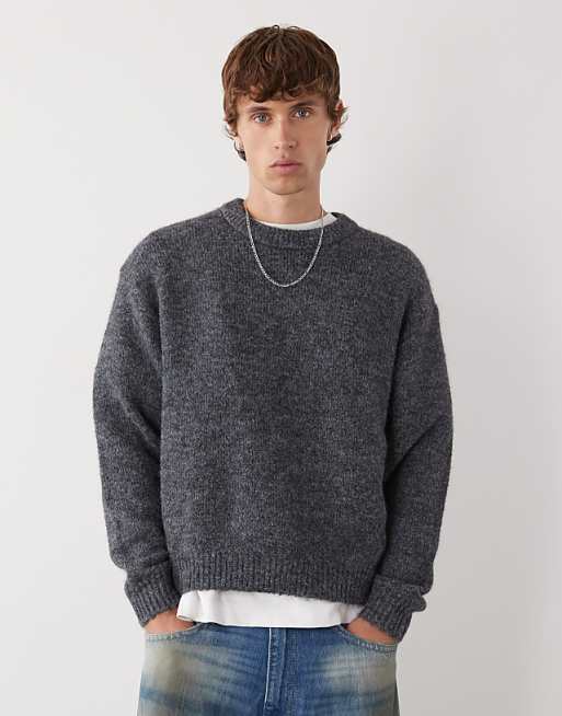 Weekday wool blend jumper in dark grey melange