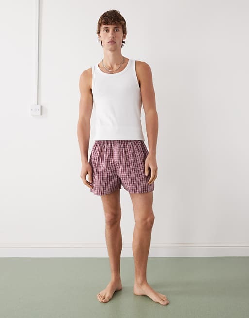 Weekday Woven Boxer Shorts 2-pack In Red & Blue Check