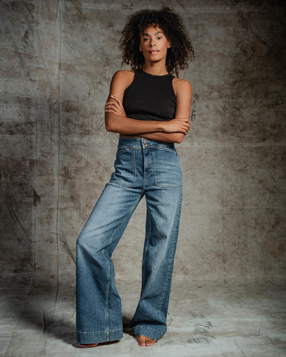 kuyichi Farrah Worker Medium Aged Blue