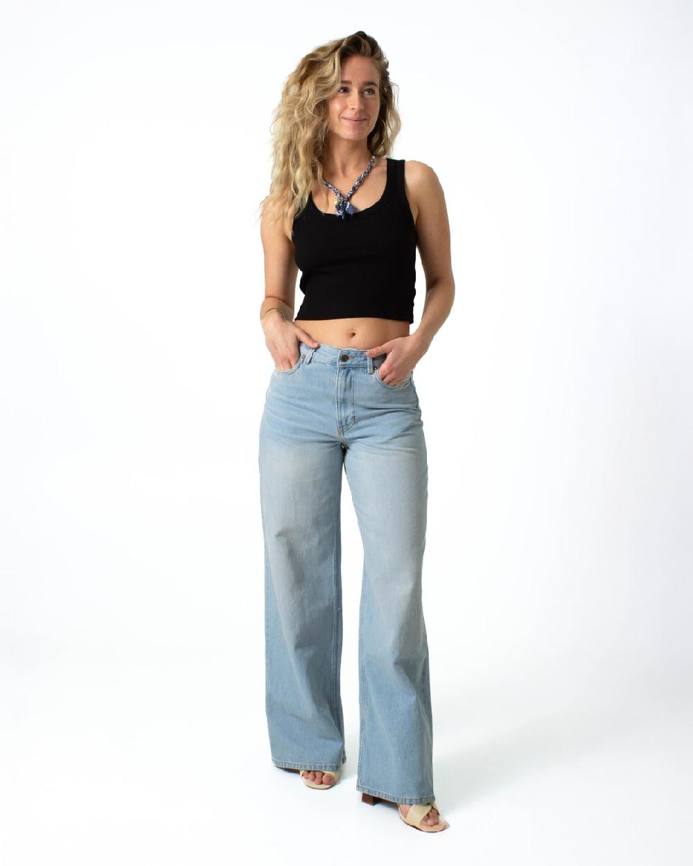 kuyichi Harper Loose Flare Light Blue