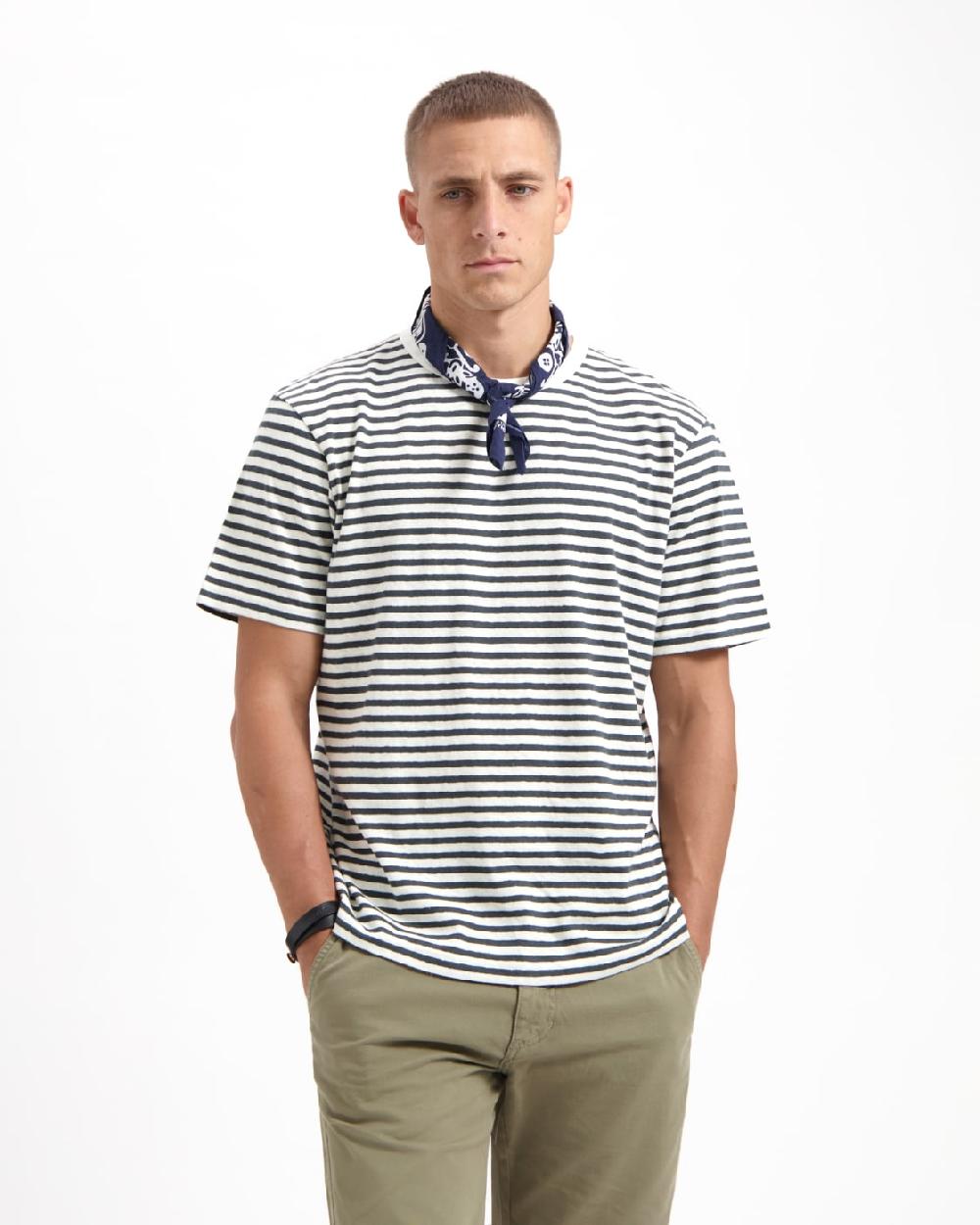 Kuyichi Liam Striped Cotton Hemp T-shirt