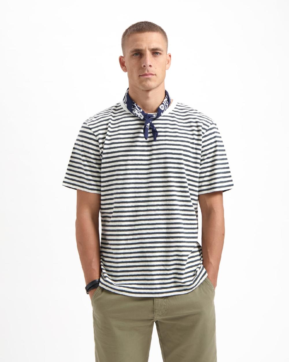 kuyichi Liam Striped Cotton Hemp T-shirt