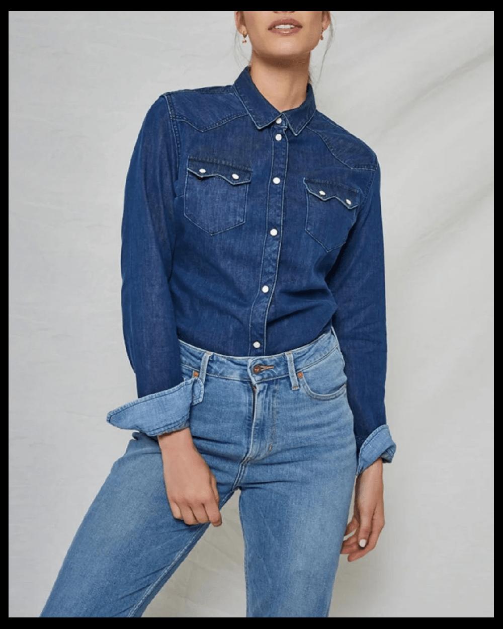 Kuyichi Sawtooth Shirt Worker Blue WOMEN