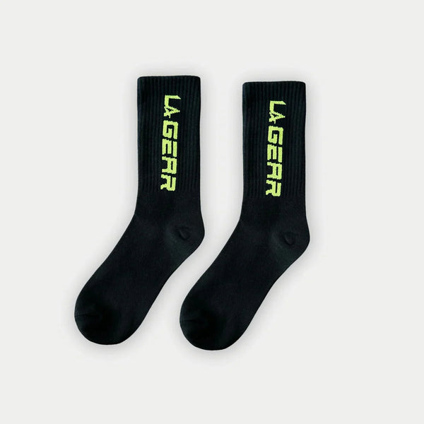 l.a. gear LA Gear Classic Crew Socks | Neon Yellow x Black