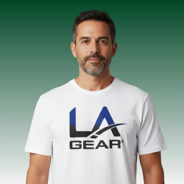 l.a. gear LA Gear Men's Short Sleeve Classic Logo Tee | Blue x Black Gradient