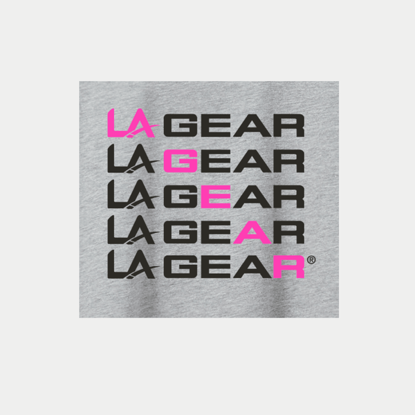 L.a. Gear LA Gear Women's Cropped Logo Tee | Grey With Neon Pink X Black Diagonal