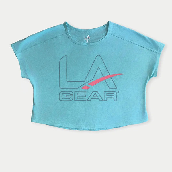 L.a. Gear LA Gear Women’s Cropped Tee | Light Aqua With Slate X Pink Logo