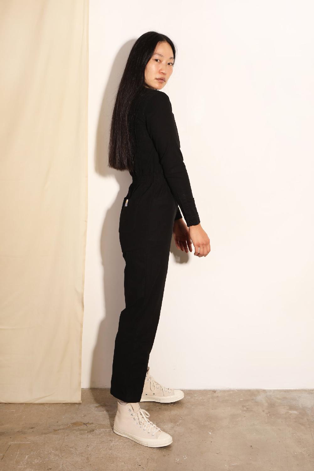 L.F.Markey Danny Stretch Canvas Boilersuit Black - 10