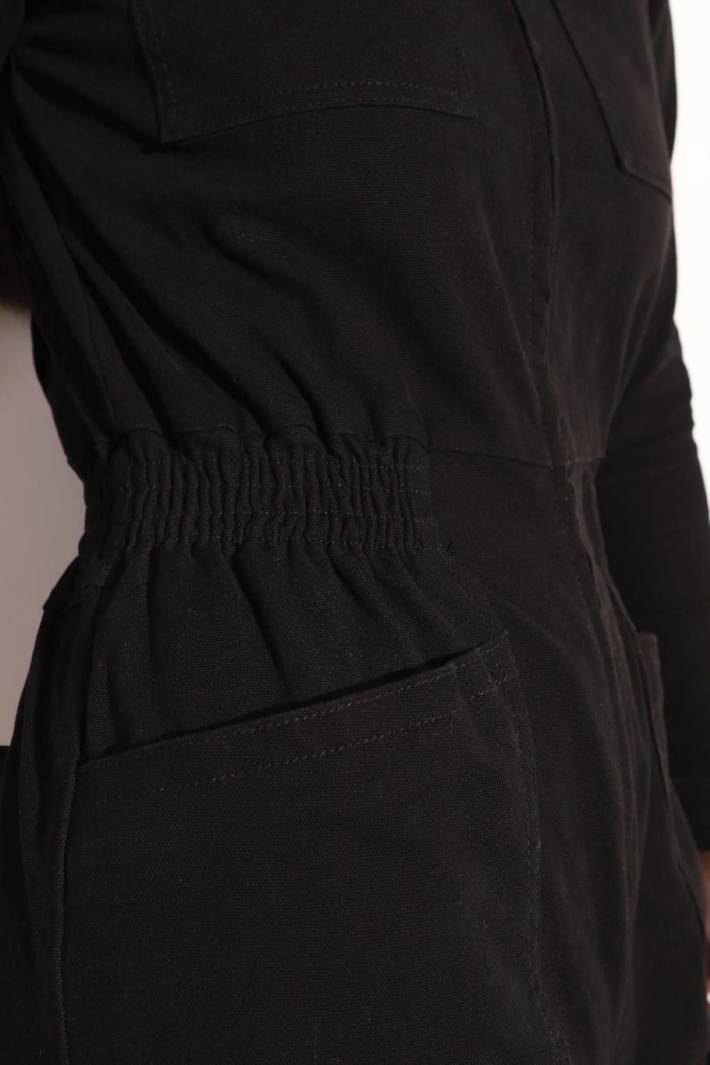 L.F.Markey Danny Stretch Canvas Boilersuit Black - 10