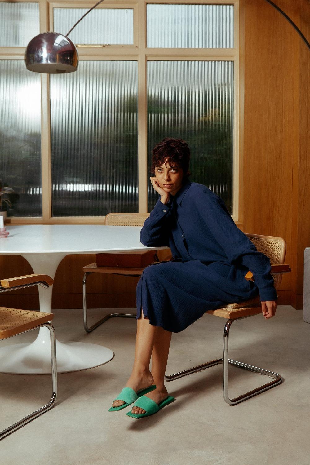 L.F.Markey 西尔万连衣裙海军蓝 - 操作系统