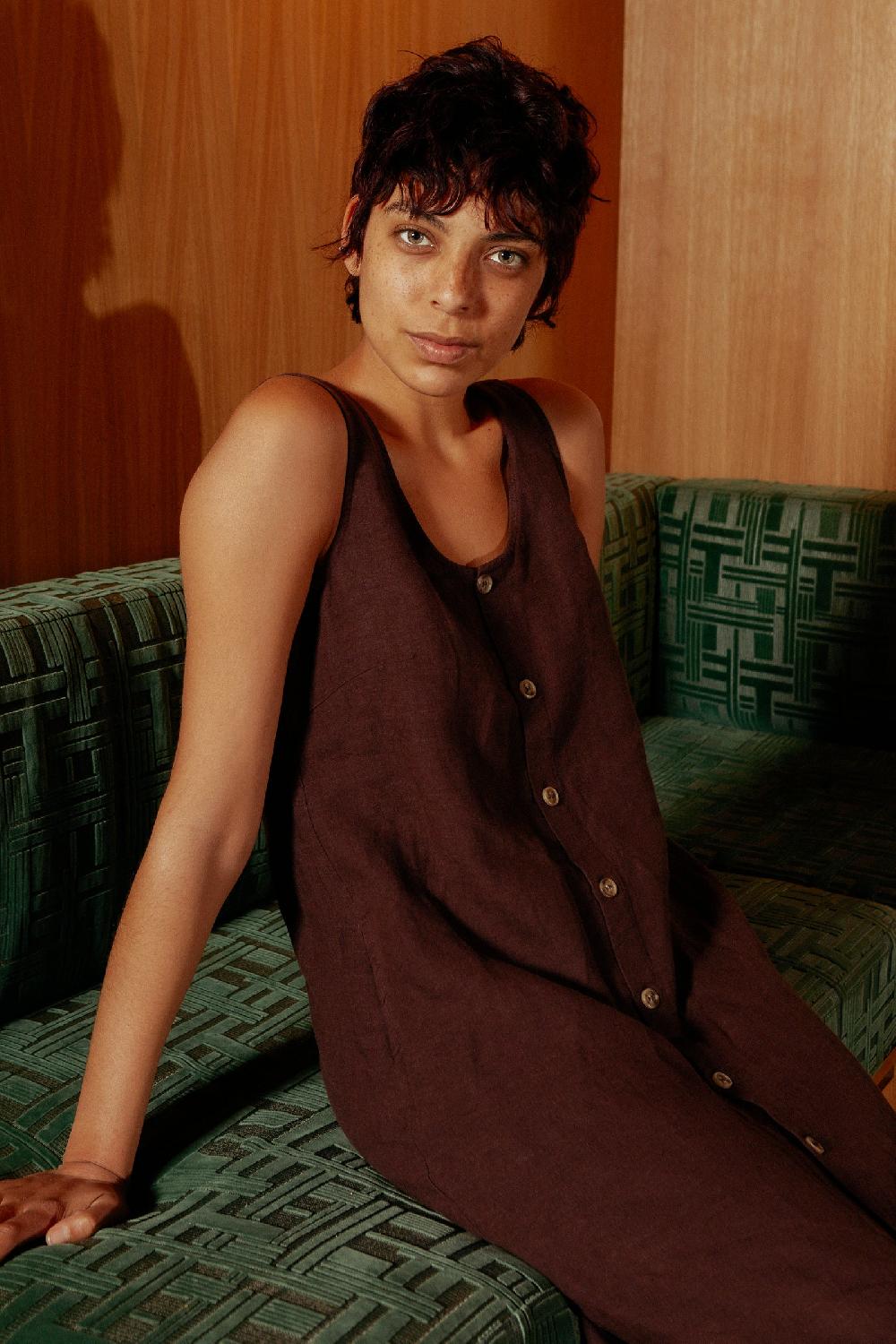 L.F.Markey 巧克力色纽扣前衬裙 - 4