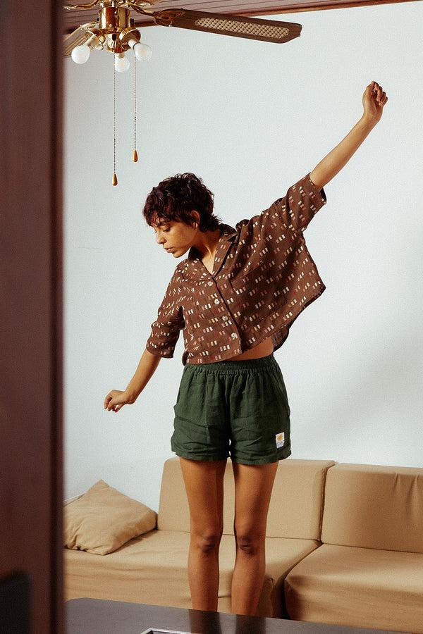 L.F.Markey 基本款亚麻短裤 猎人绿 - 6