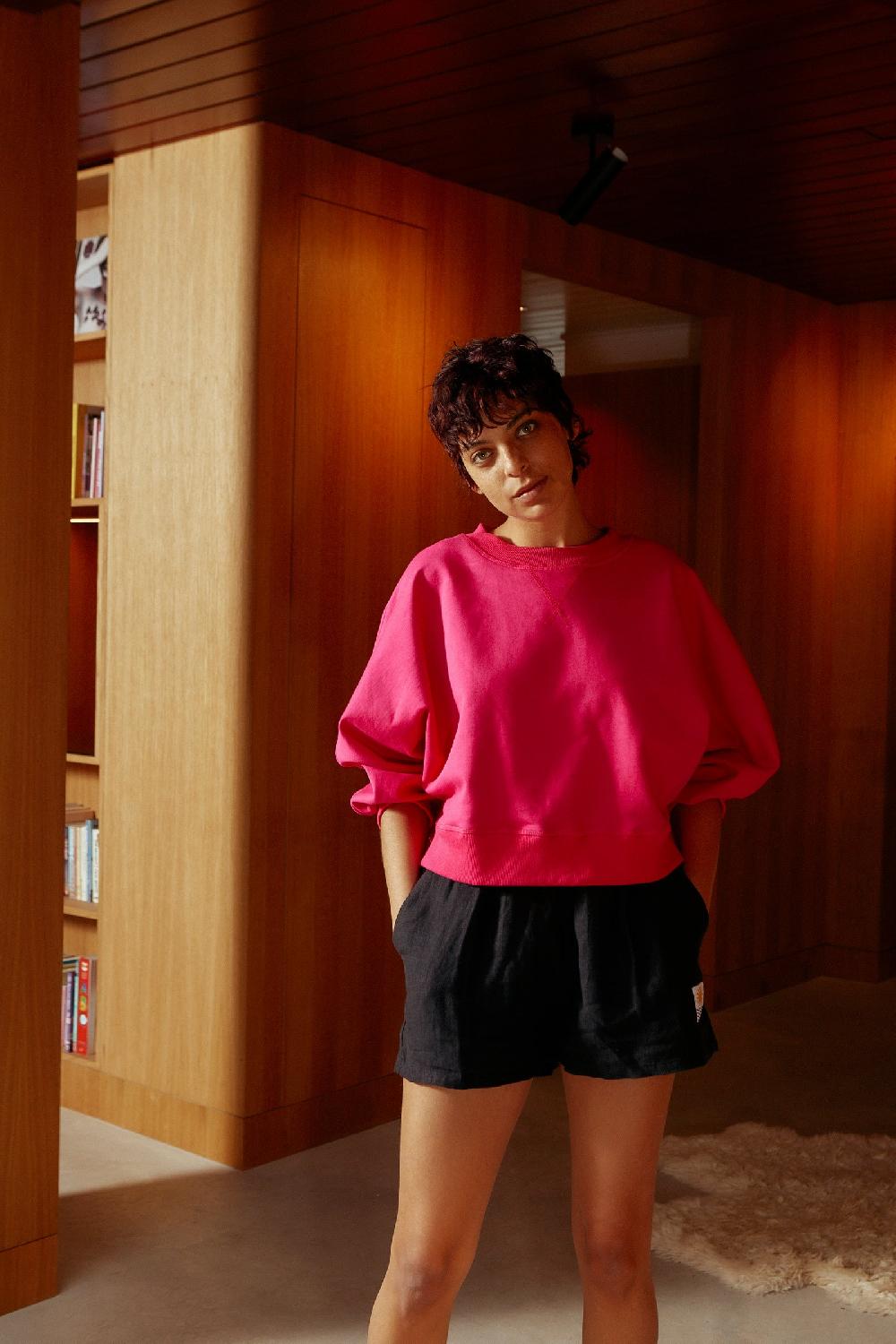 L.F.Markey 基本款亚麻短裤 黑色 - 6