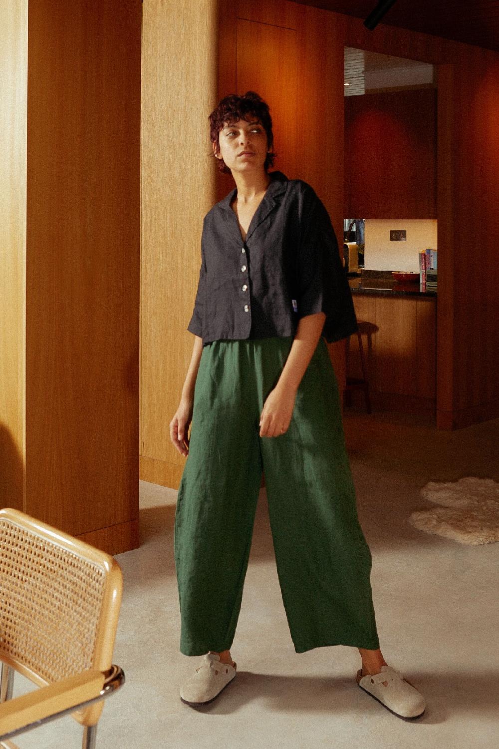 L.F.Markey 基本款亚麻长裤 Hunter Green - 4