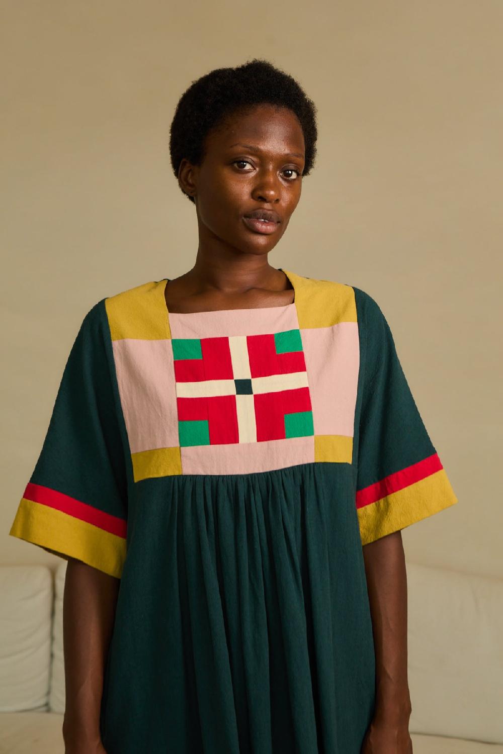L.F.Markey Rafe Dress Forest Patchwork - SM