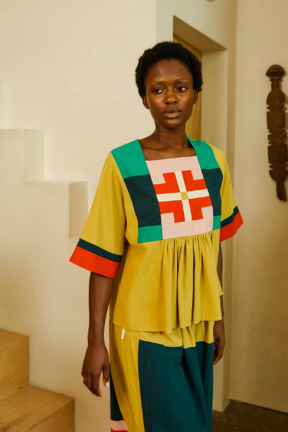 L.F.Markey Rafe Top Mustard Multi - SM