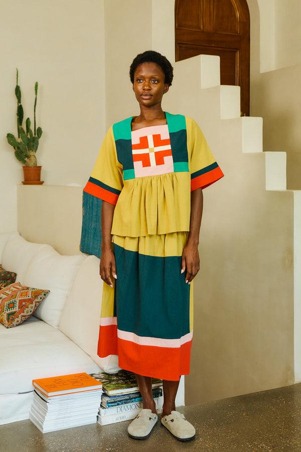 L.F.Markey Rafe Top Mustard Multi - SM