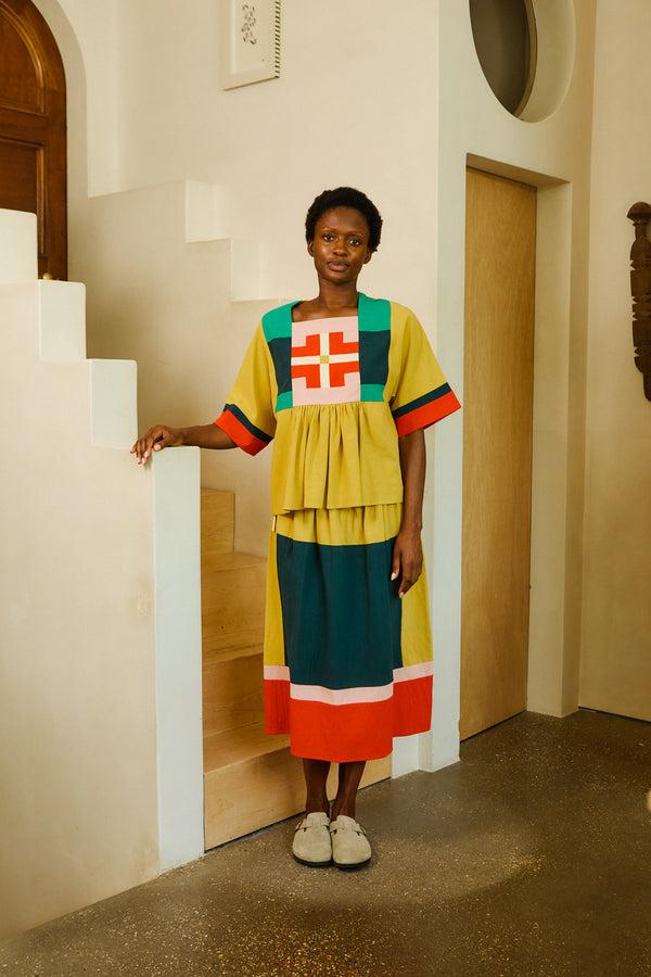 L.F.Markey Vince Skirt Mustard Multi - 4