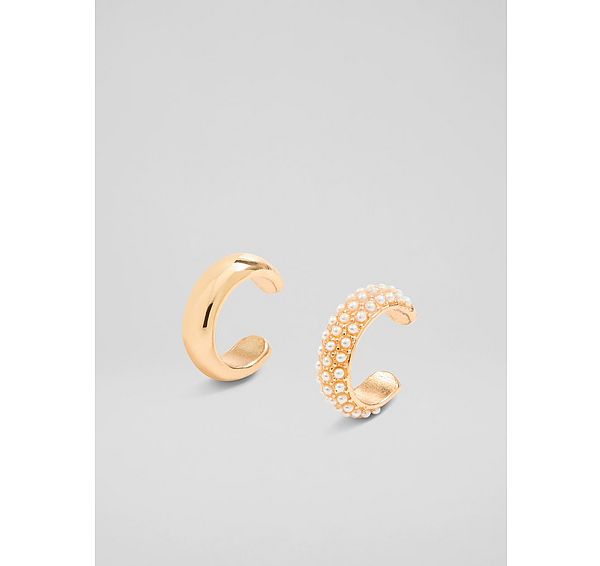 l.k. bennett Adalle Crystal & Gold Ear Cuff Set Of Two Earrings