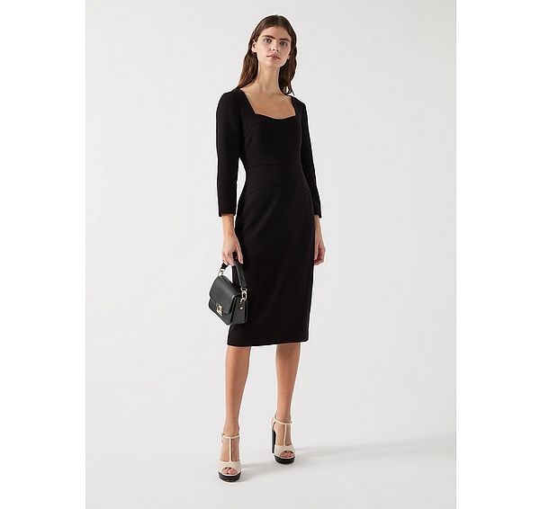 l.k. bennett Altyn Black Crepe Shaped Seam Fitted Dress