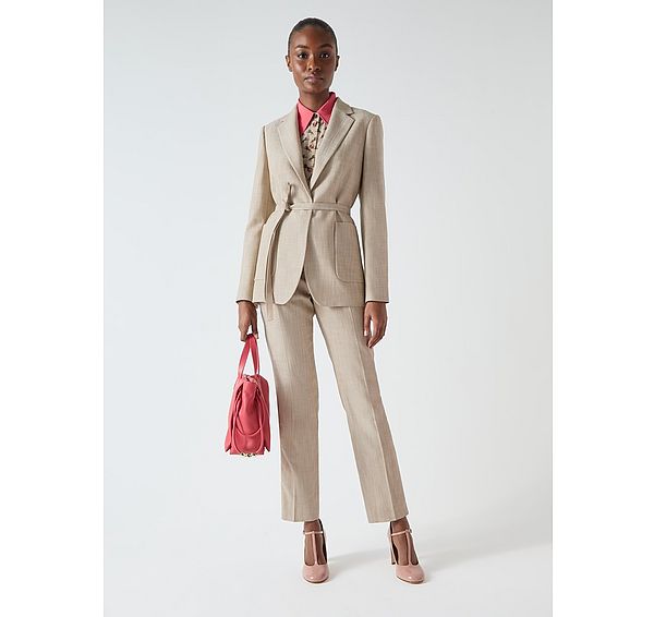 l.k. bennett Amelia Beige Belted Single Breasted Jacket