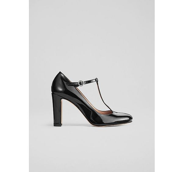 l.k. bennett Annalise Black Patent Leather T-Bar Mary Jane Shoes