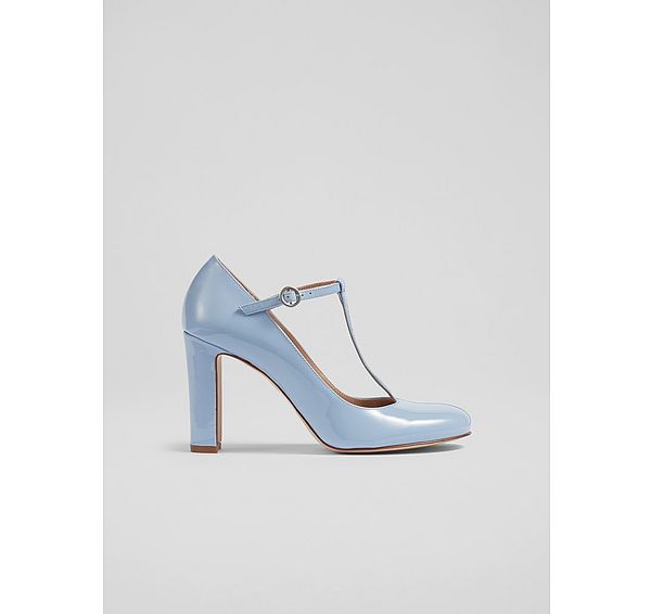 l.k. bennett Annalise Blue Patent Leather T-Bar Mary Jane Shoes