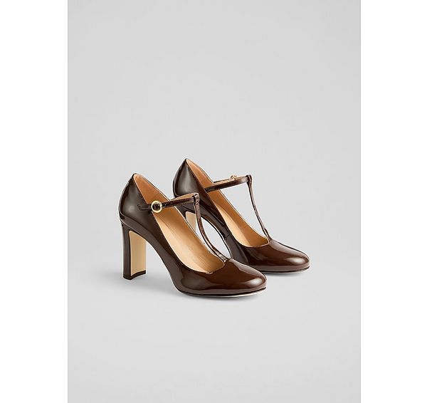 L.k. Bennett Annalise Brown Patent Maryjane T Bar Court