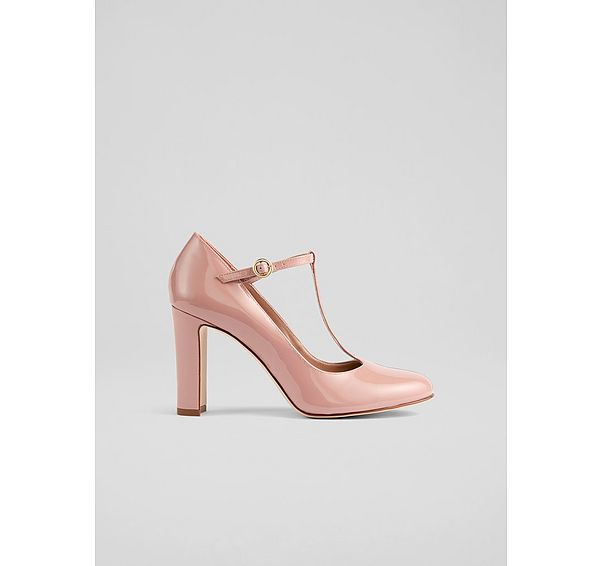 l.k. bennett Annalise Pink Patent Maryjane T Bar Court Heels