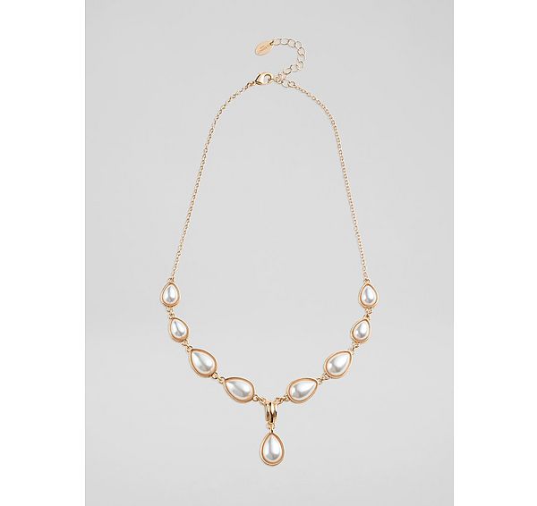 l.k. bennett Aria Gold & Pearl Metal Pearl Drop Necklace