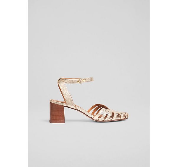 l.k. bennett Aspen Pale Gold Metallic Leather Sandals