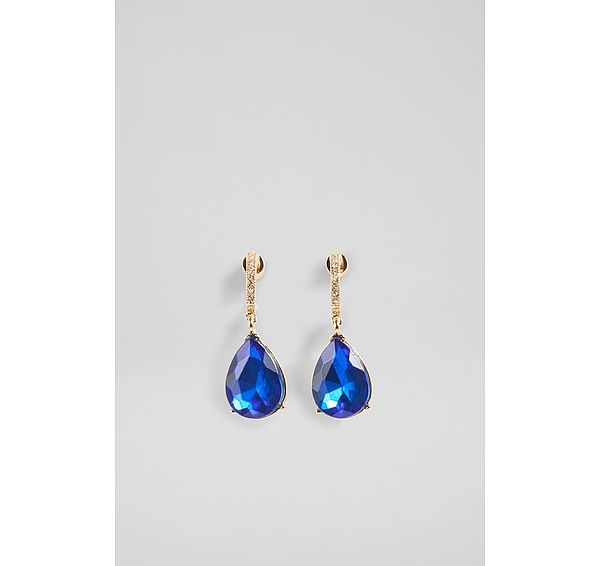 l.k. bennett Aster Blue Crystal & Gold Plating Crystal Statement Earrings