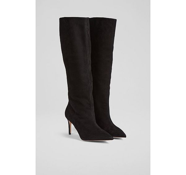 L.k. Bennett Astrid Black Suede Slouchy Knee-High Boots