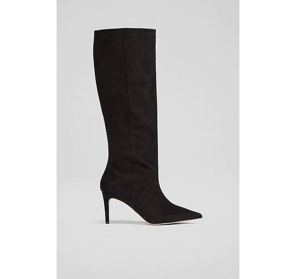 l.k. bennett Astrid Black Suede Slouchy Knee-High Boots