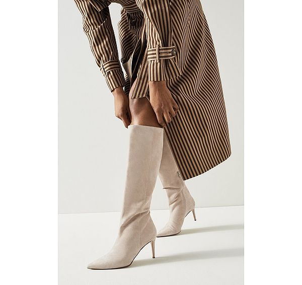 l.k. bennett Astrid Grey Suede Slouchy Knee-High Boots