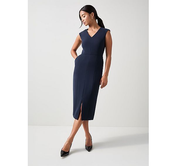 l.k. bennett Audrey Petite Spring Navy V Neck Shift Dress