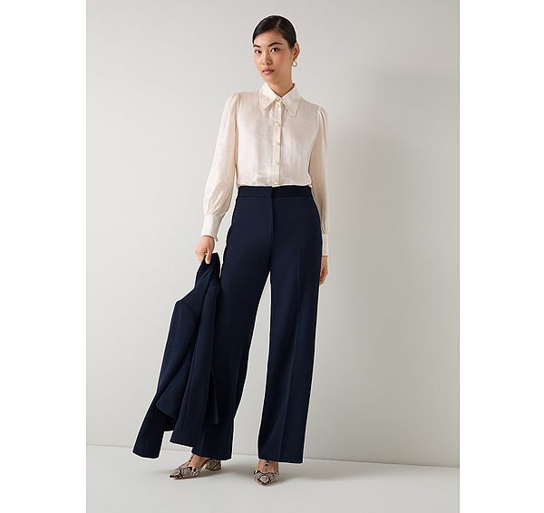 l.k. bennett Audrey Spring Navy Wide Stretch Trousers