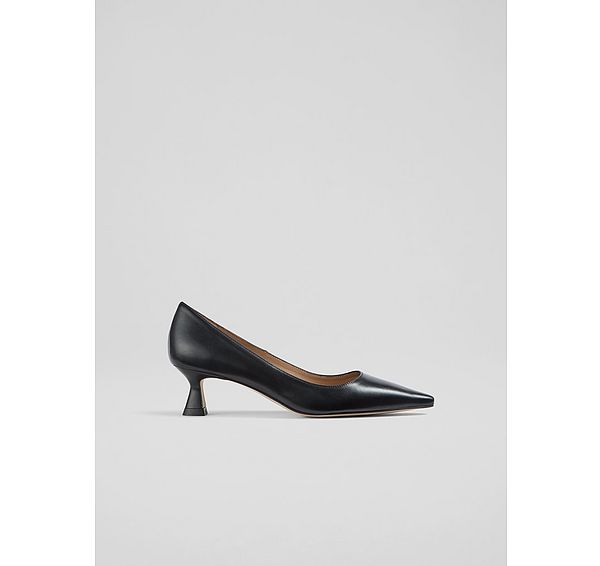 l.k. bennett Avalina Black Nappa Leather Heel Courts