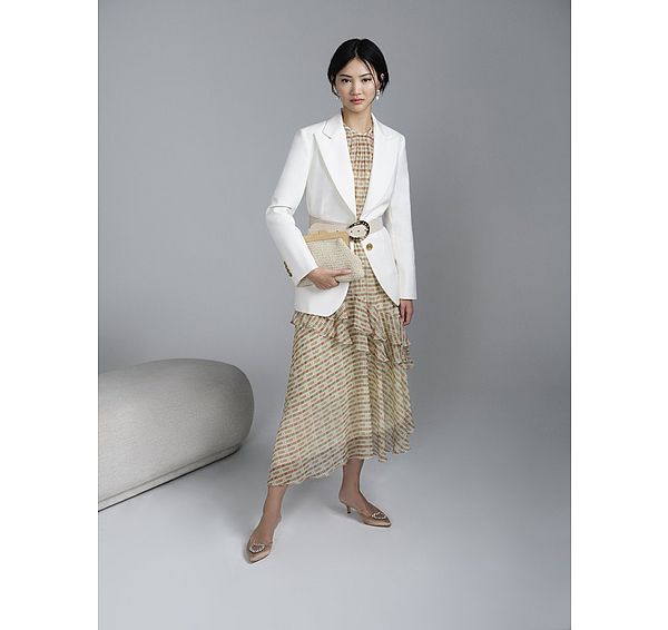 l.k. bennett Bea Mini Check Silk Chiffon Ruffle Dress