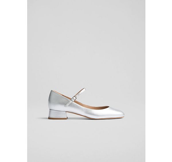 l.k. bennett Beatrix Metallic Leather Low Block Mary Jane