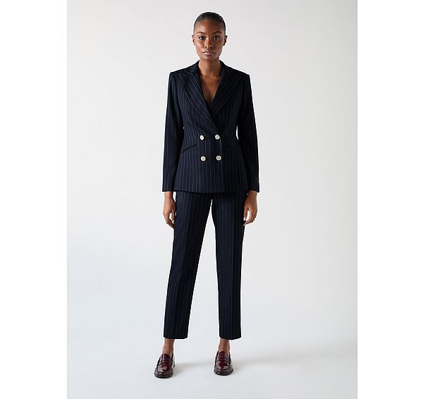 l.k. bennett Bella Blue & Navy Wool Blend Pin Stripe Blazer