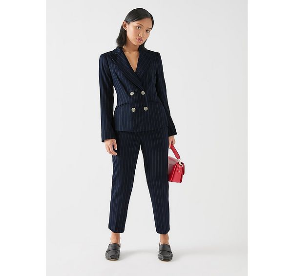 l.k. bennett Bella Petite Blue & Navy Wool Pin Stripe Blazer