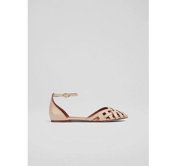 l.k. bennett Bianca Camel Leather Cage-Front Flat Sandals