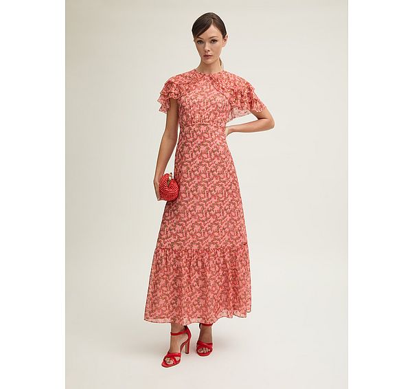 l.k. bennett Billie Soft Pink Blossom Silk Print Dress