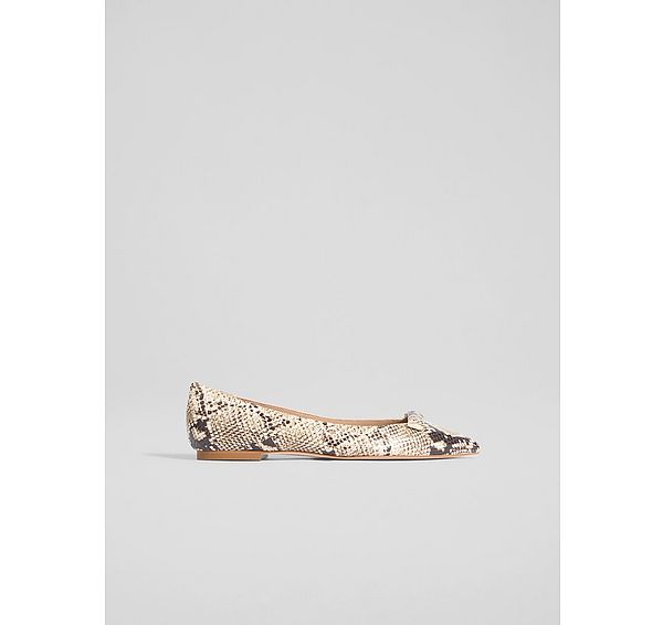 l.k. bennett Blair Neutral Snake Effect Bar Trim Flat